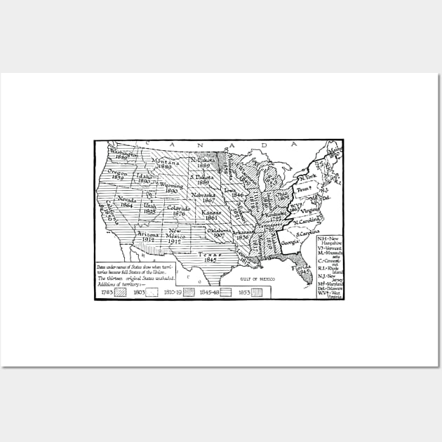 United States Historical Map Wall Art by imlying